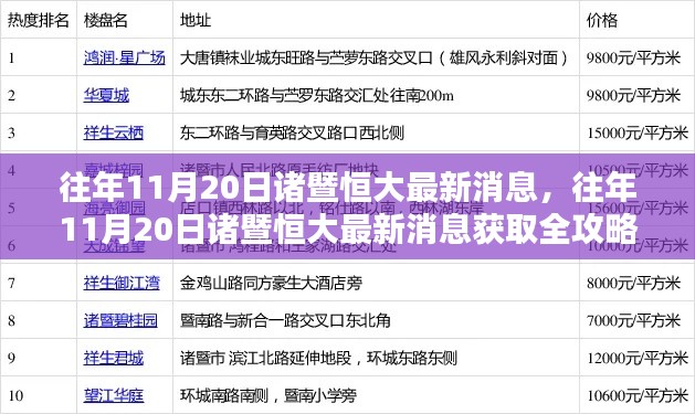 往年11月20日諸暨恒大最新消息全攻略，輕松掌握最新動態(tài)的方法與步驟揭秘