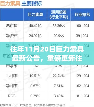 往年11月20日巨力索具最新公告解析，洞悉行業(yè)動(dòng)態(tài)與未來(lái)發(fā)展展望