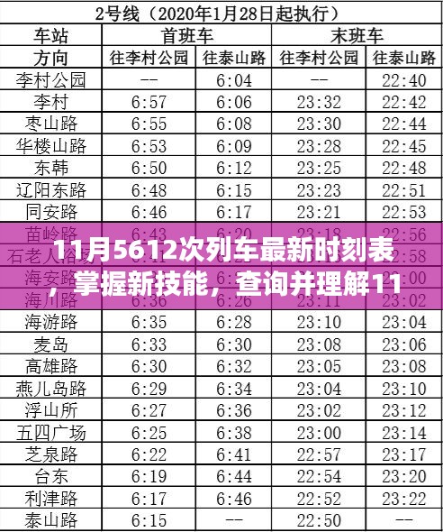 掌握新技能，查詢并理解最新11月5612次列車時(shí)刻表全攻略