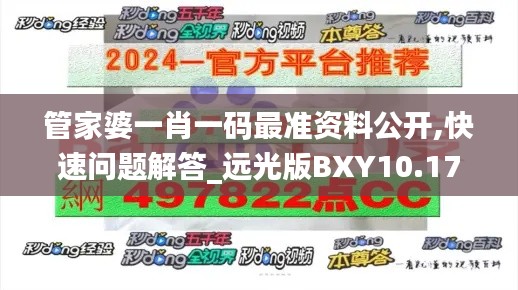 管家婆一肖一碼最準(zhǔn)資料公開,快速問題解答_遠光版BXY10.17