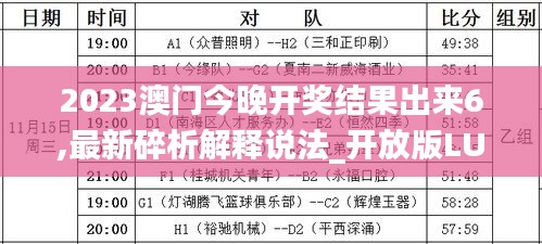 2023澳門今晚開獎結(jié)果出來6,最新碎析解釋說法_開放版LUP19.20