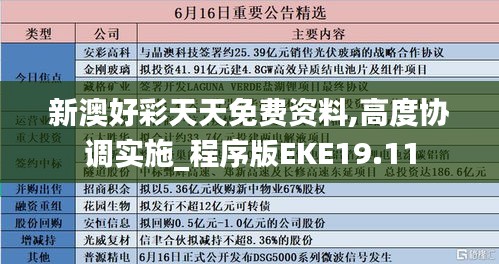 新澳好彩天天免費(fèi)資料,高度協(xié)調(diào)實(shí)施_程序版EKE19.11