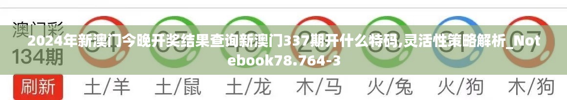 2024年新澳門今晚開獎結(jié)果查詢新澳門337期開什么特碼,靈活性策略解析_Notebook78.764-3