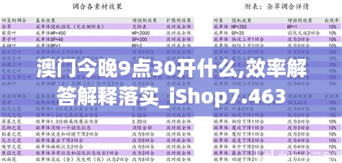 澳門今晚9點30開什么,效率解答解釋落實_iShop7.463