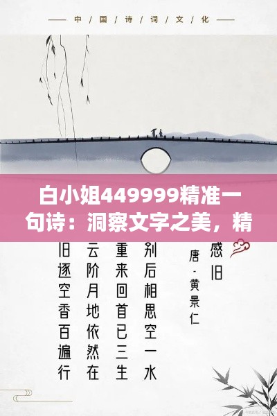 白小姐449999精準(zhǔn)一句詩(shī)：洞察文字之美，精準(zhǔn)的詩(shī)意傳承